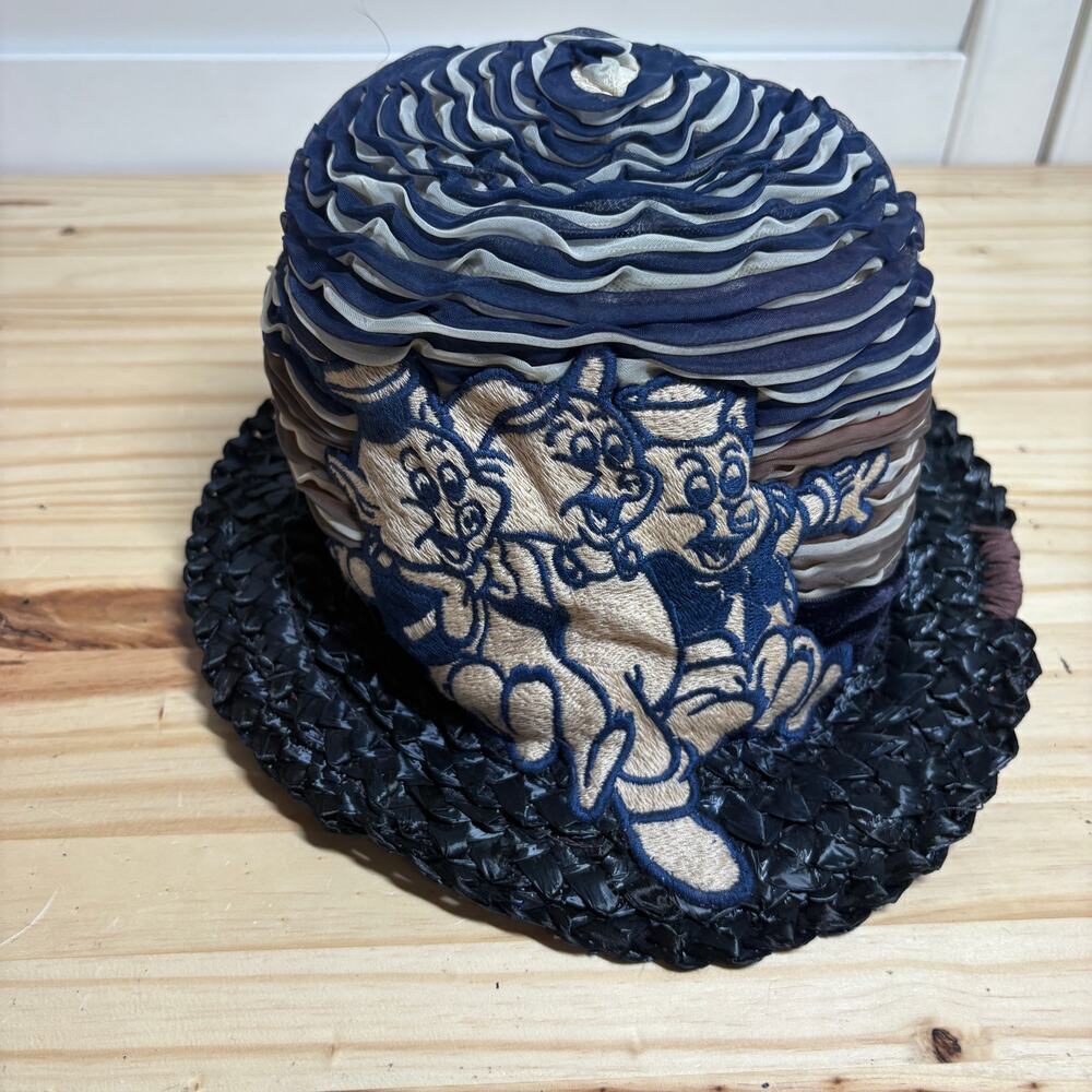 Donnybrook Vintage 3 Little Pigs Hat Navy Embroidered Cosmic Babe